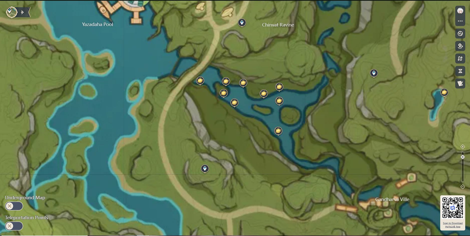 Nilotpala locations near the Chinvat Ravine (Image via HoYoverse)