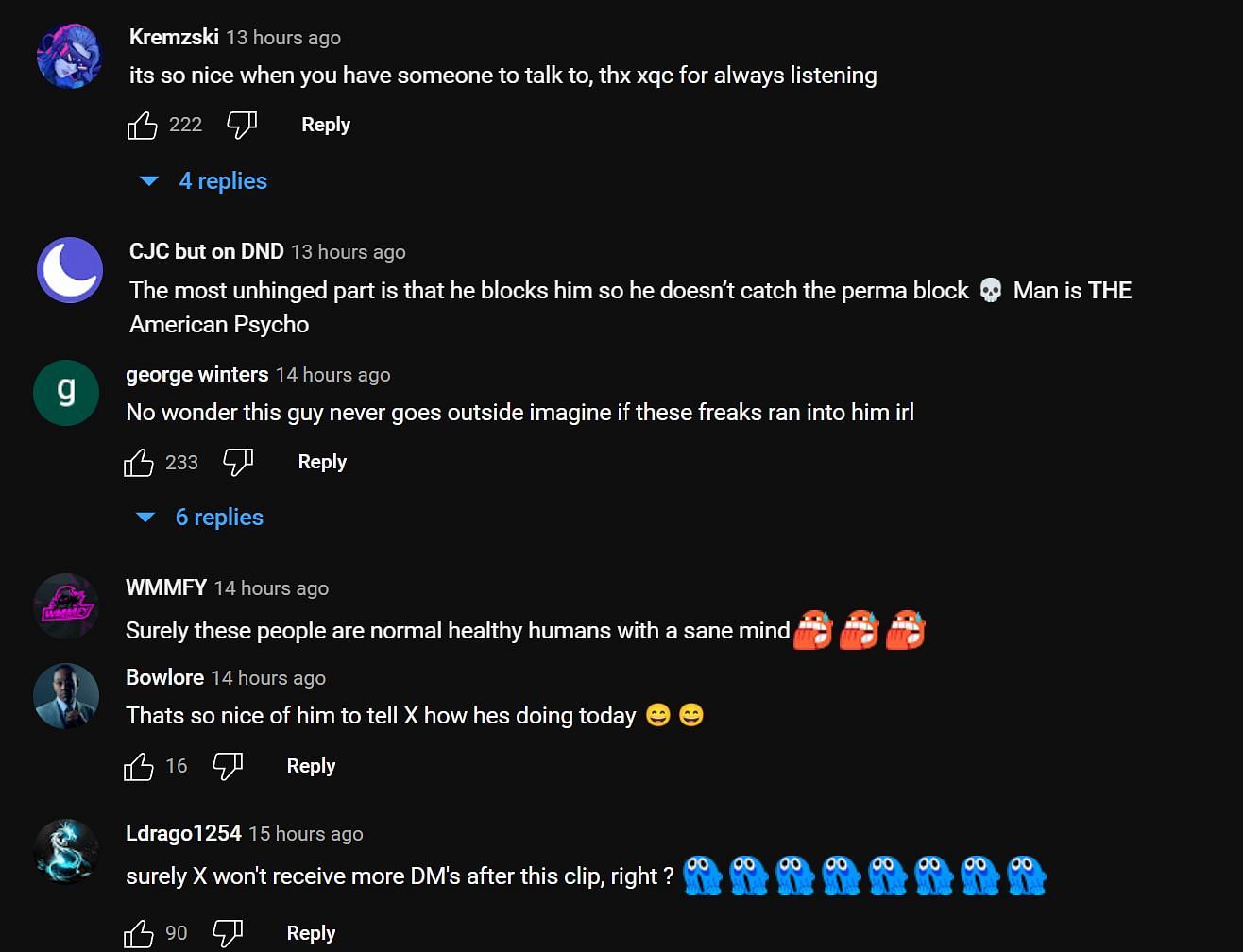 Fans react to the messages. (Image via xQc Clips/YouTube)