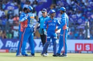 MI players celebrate the wicket for Shardul Thakur (Image Courtesy: Twitter/IPL)