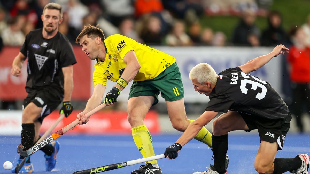 Australia in action against New Zealand in the previous game, Courtesy: Twitter/Kookaburras
