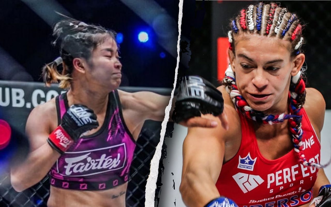 Stamp Fairtex (left) takes on Alyse Anderson (right) at ONE Fight Night 10.