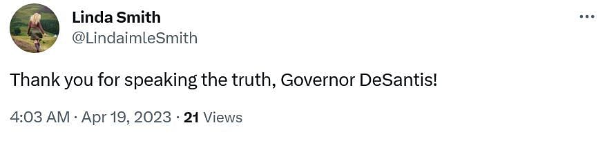 Screenshot of a Twitter user responding to Ron DeSantis&#039; parody song.