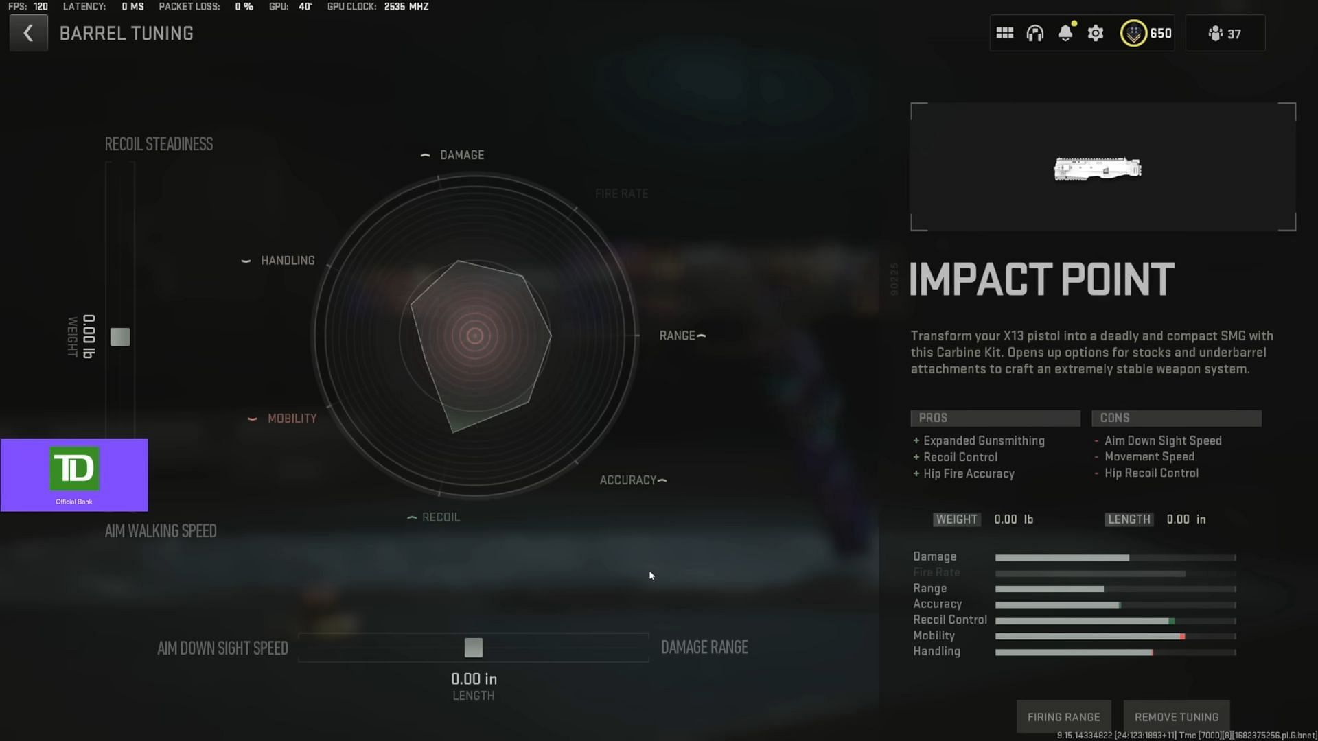 Tuning for Impact Point barrel (Image via Activision and YouTube/Metaphor)
