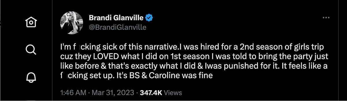 Brandi Glanville opens up about RHUGT incident (Image via Twitter/@BrandiGlanville)