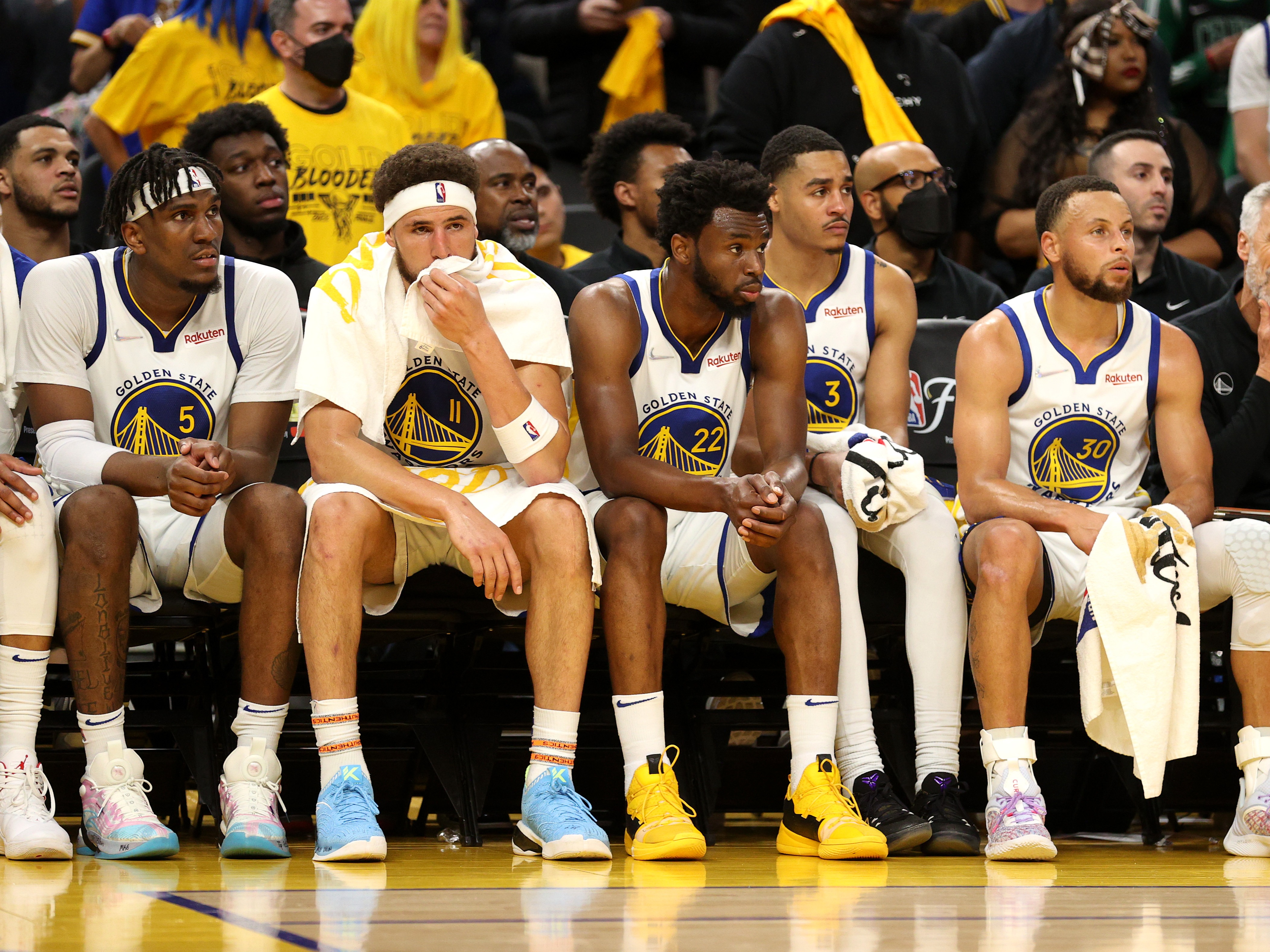 Golden State Warriors bench during 2022 NBA Finals - Game One