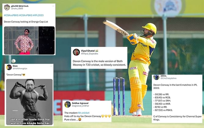 "Steal of the decade" - Fans react as CSK opener Devon Conway hammers sensational 92* vs PBKS in IPL 2023