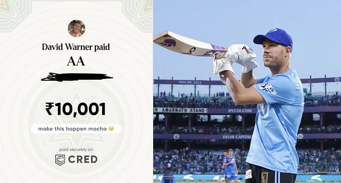 IPL 2023 : डेविड वॉर्नर ने UPI से अनजान व्यक्ति को भेजे 10,001 रूपये, सोशल मीडिया पर तस्वीर साझा करते हुए किया खुलासा