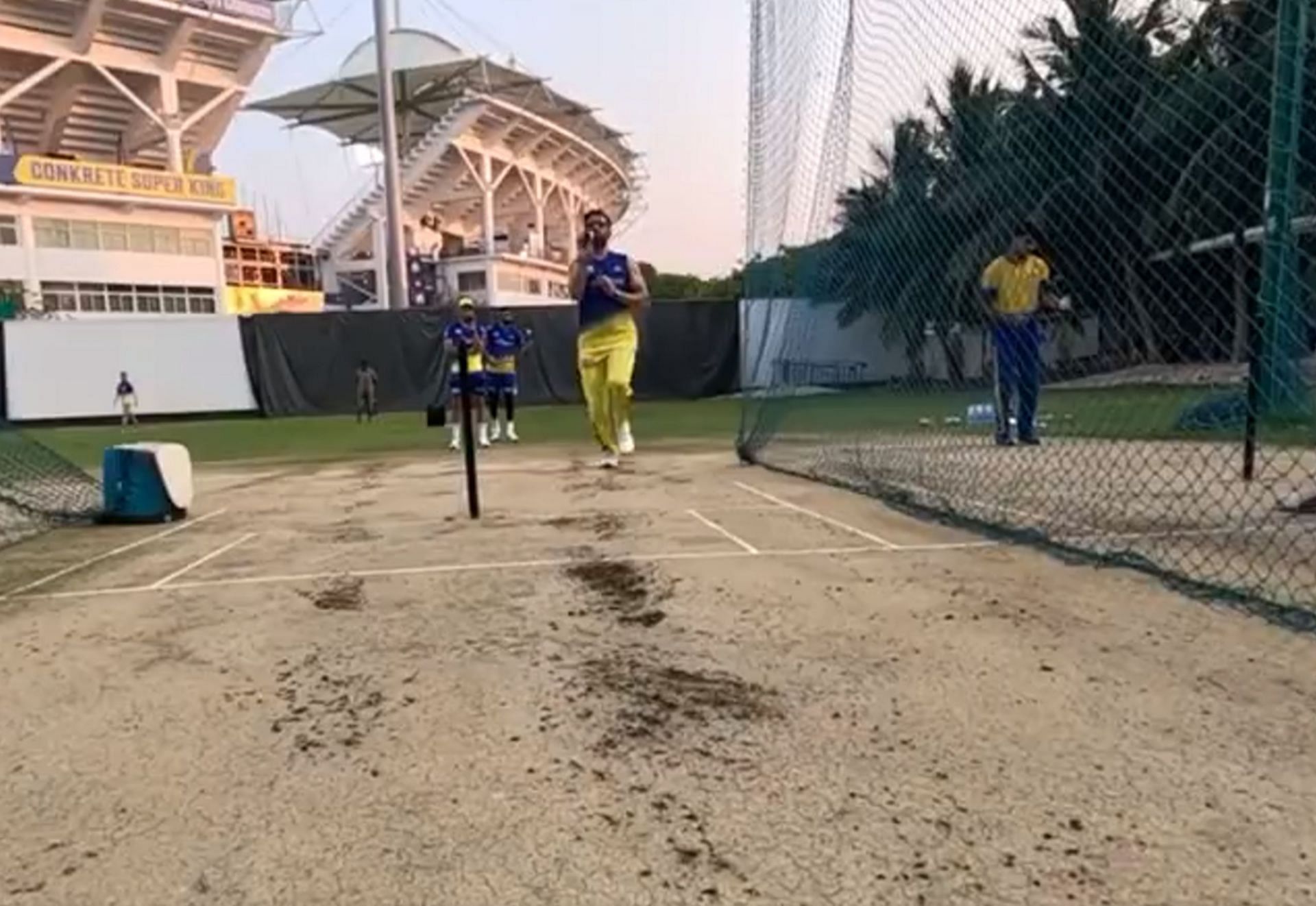 Deepak Chahar in the nets. (PC: Instagram)