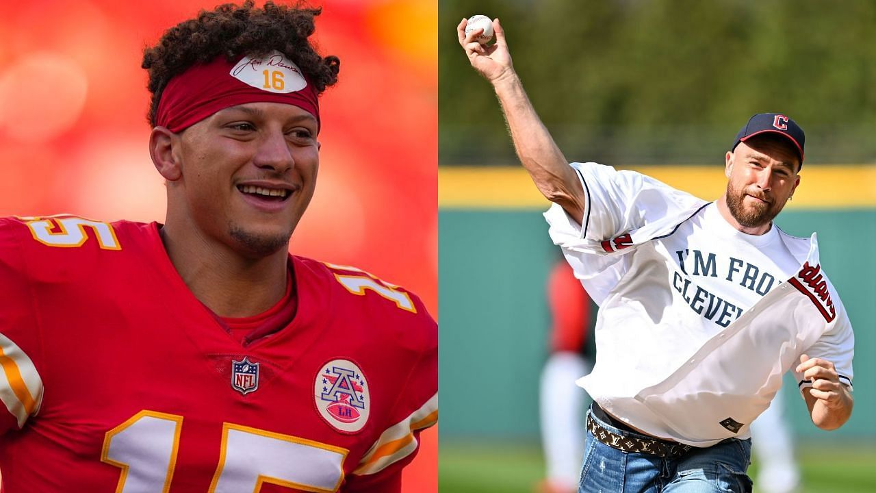 Patrick Mahomes trolled Travis Kelce for wild opening pitch