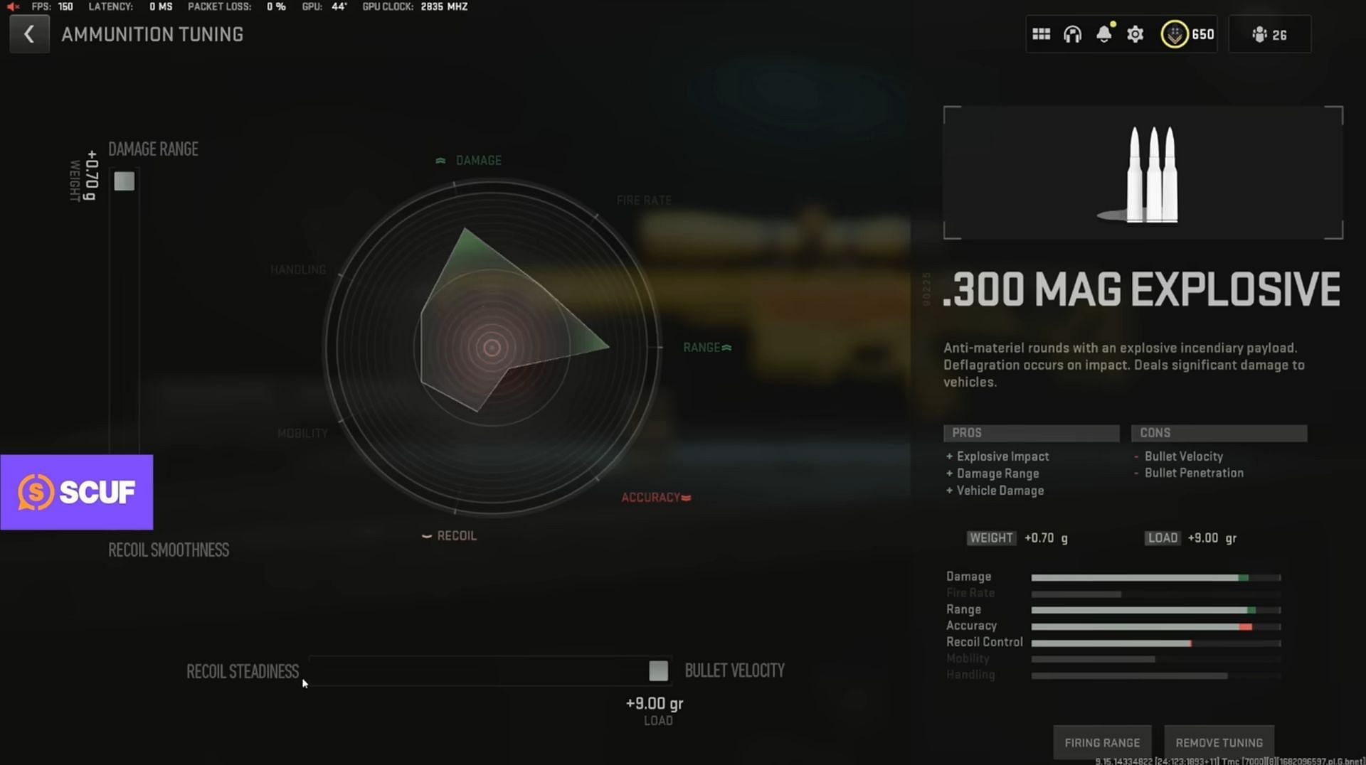 Tuning for .300 Mag Explosive (Image via Activision and YouTube/Metaphor)