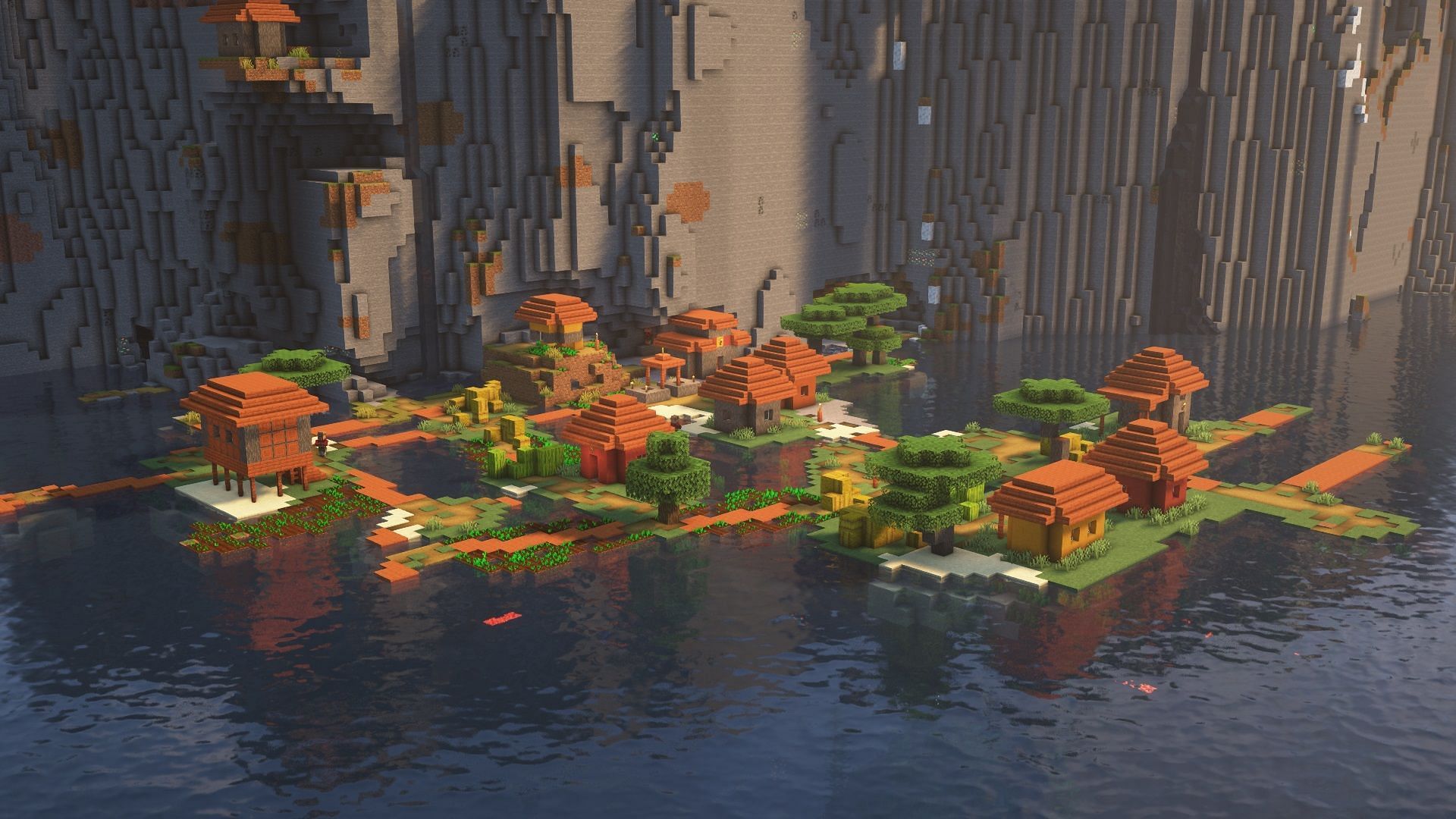 A savanna village in Minecraft (Image via Mojang)
