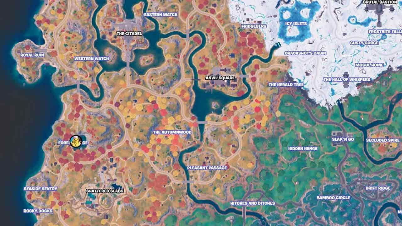 Cluck in Fortnite is located at Forest Forge (Image via fortnite. gg/website screenshot)