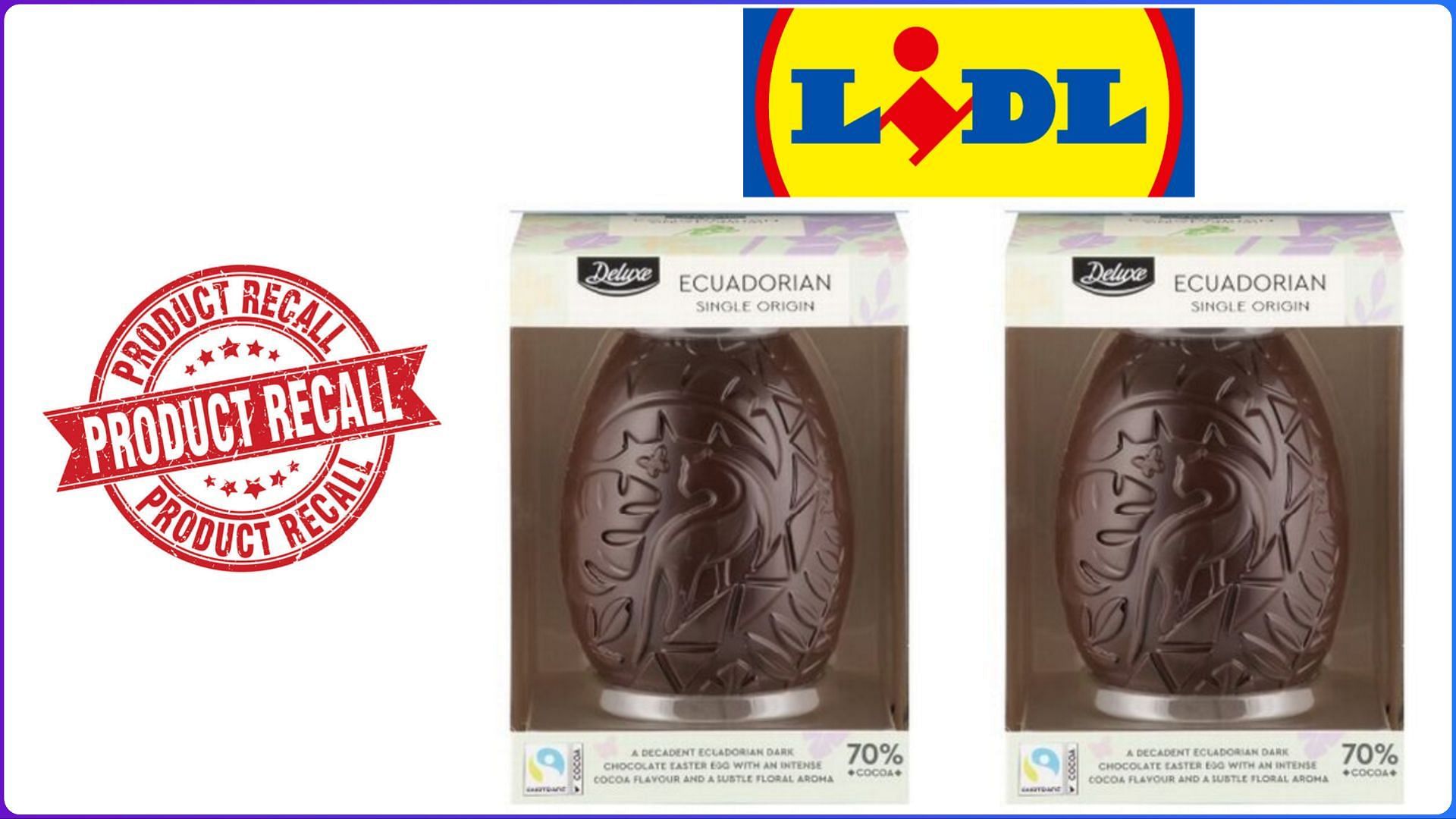 Lidl recalls Deluxe Ecuadorian Single Origin Easter Eggs over undeclared allergens concerns (Image via Lidl)