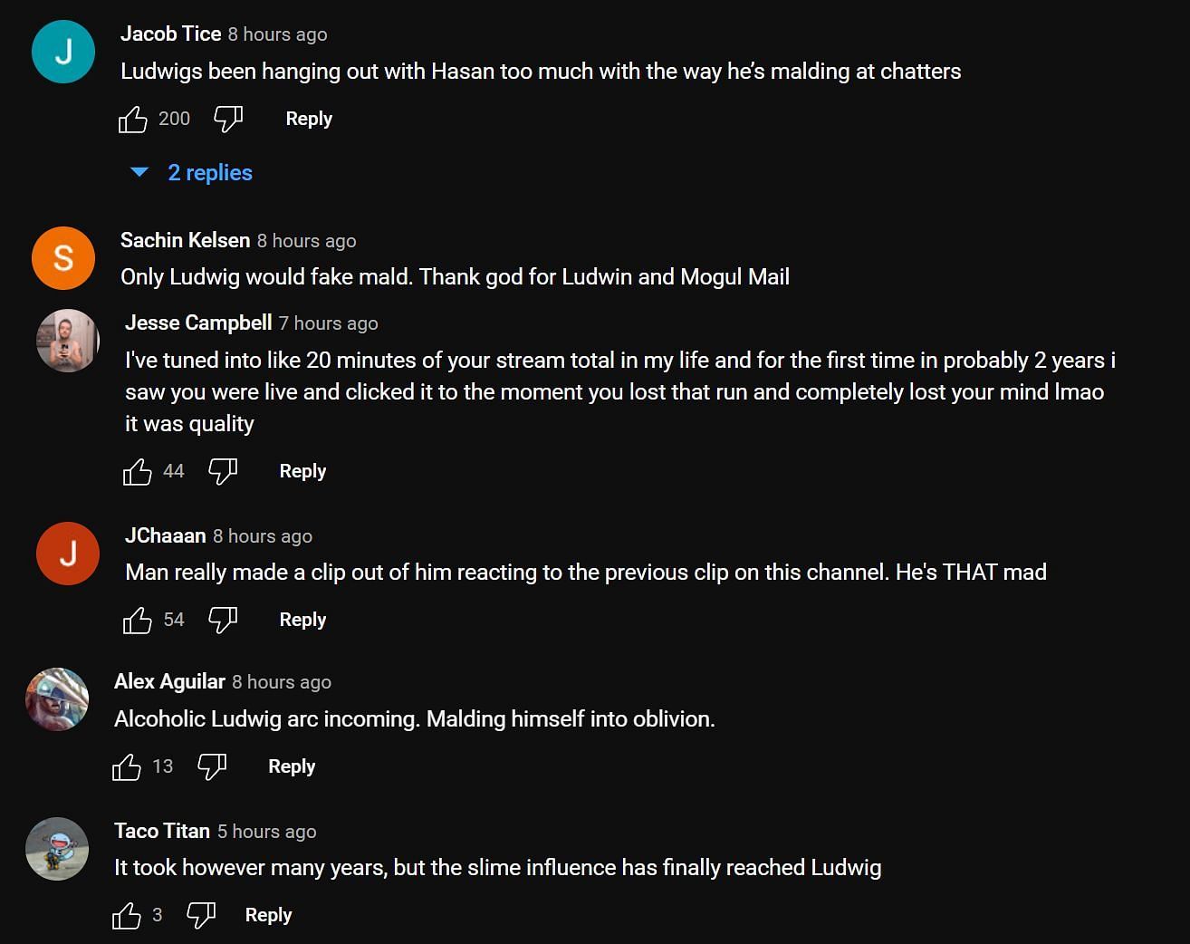 Fans react to the streamer&#039;s latest outburst (Image via Ludwin Clips YouTube)