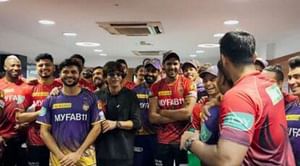 [Watch] KKR players sing team anthem with Shahrukh Khan after first win of IPL 2023