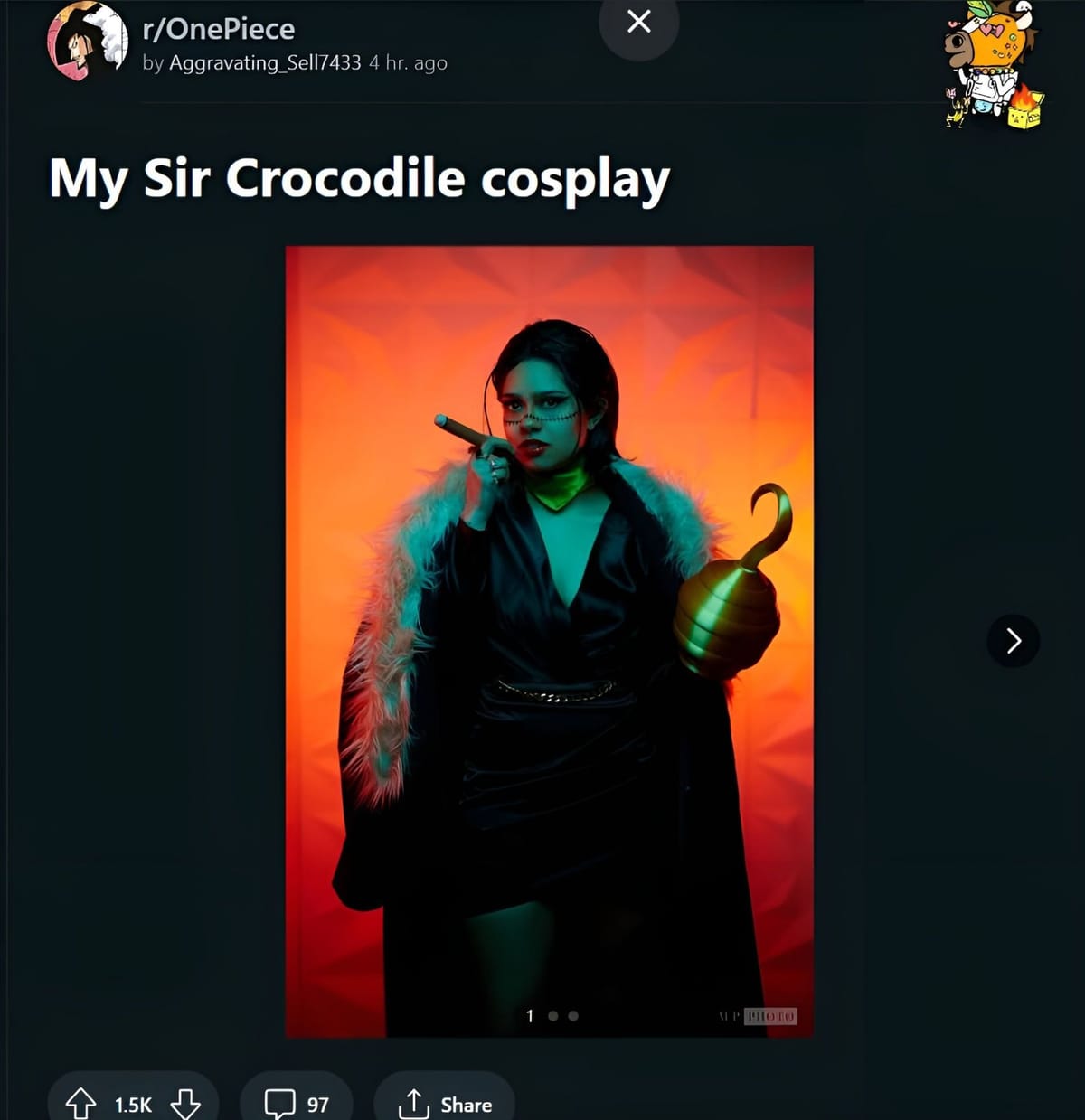 One Piece cosplayer turns Crocodile female with a spellbinding makeover