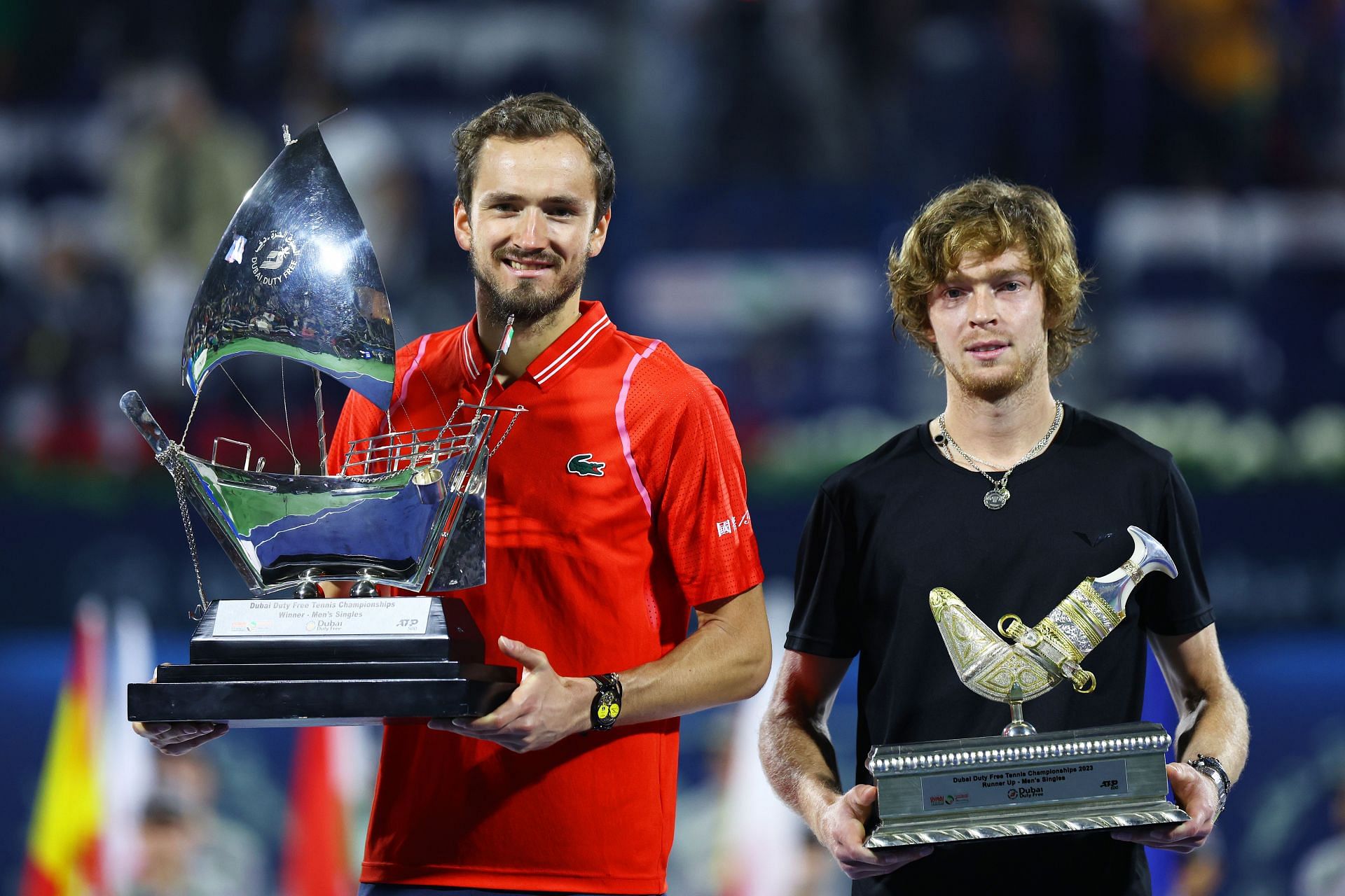 Daniil Medvedev and Andrey Rublev at the Dubai Tennis Championships