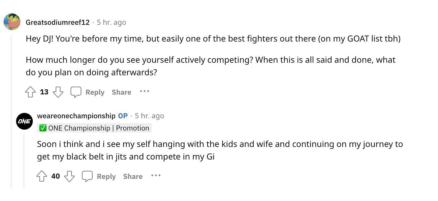 Demetrious Johnson in an &quot;Ask Me Anything&quot; session on Reddit