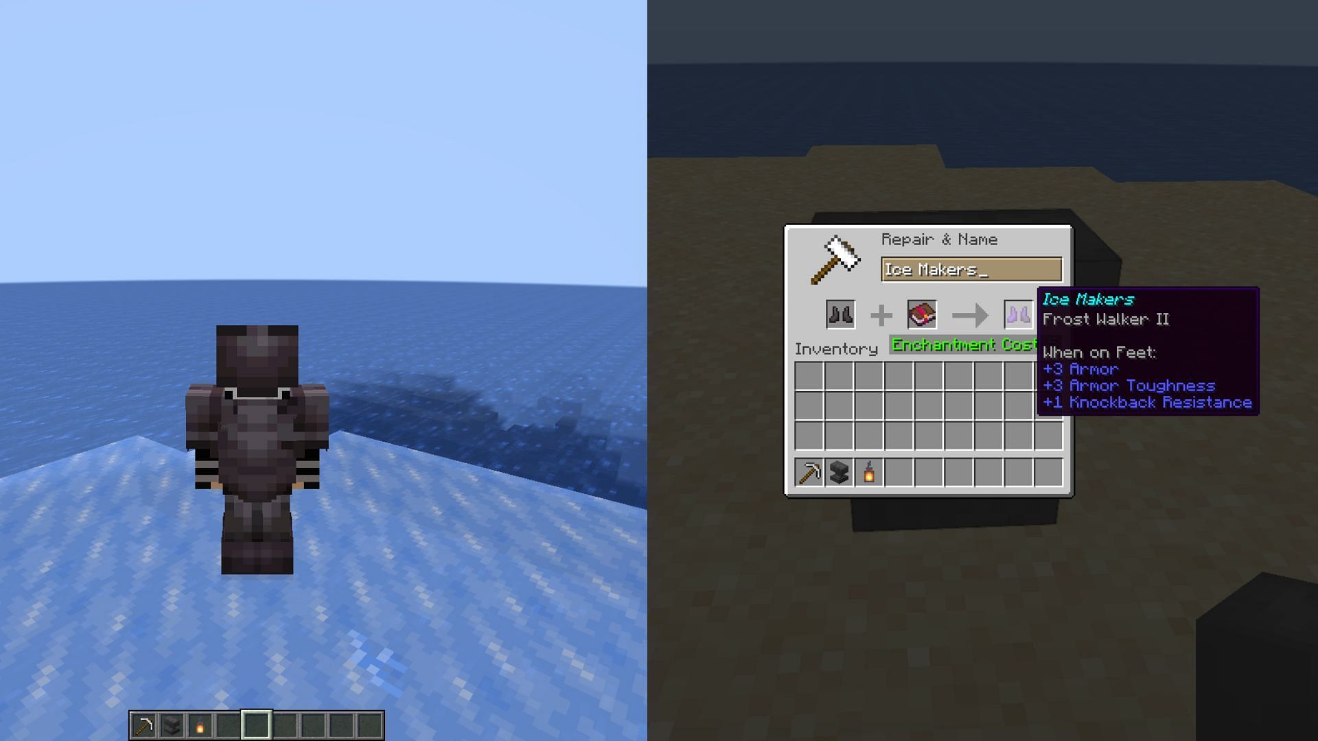 Freeze the water (Image via Mojang)