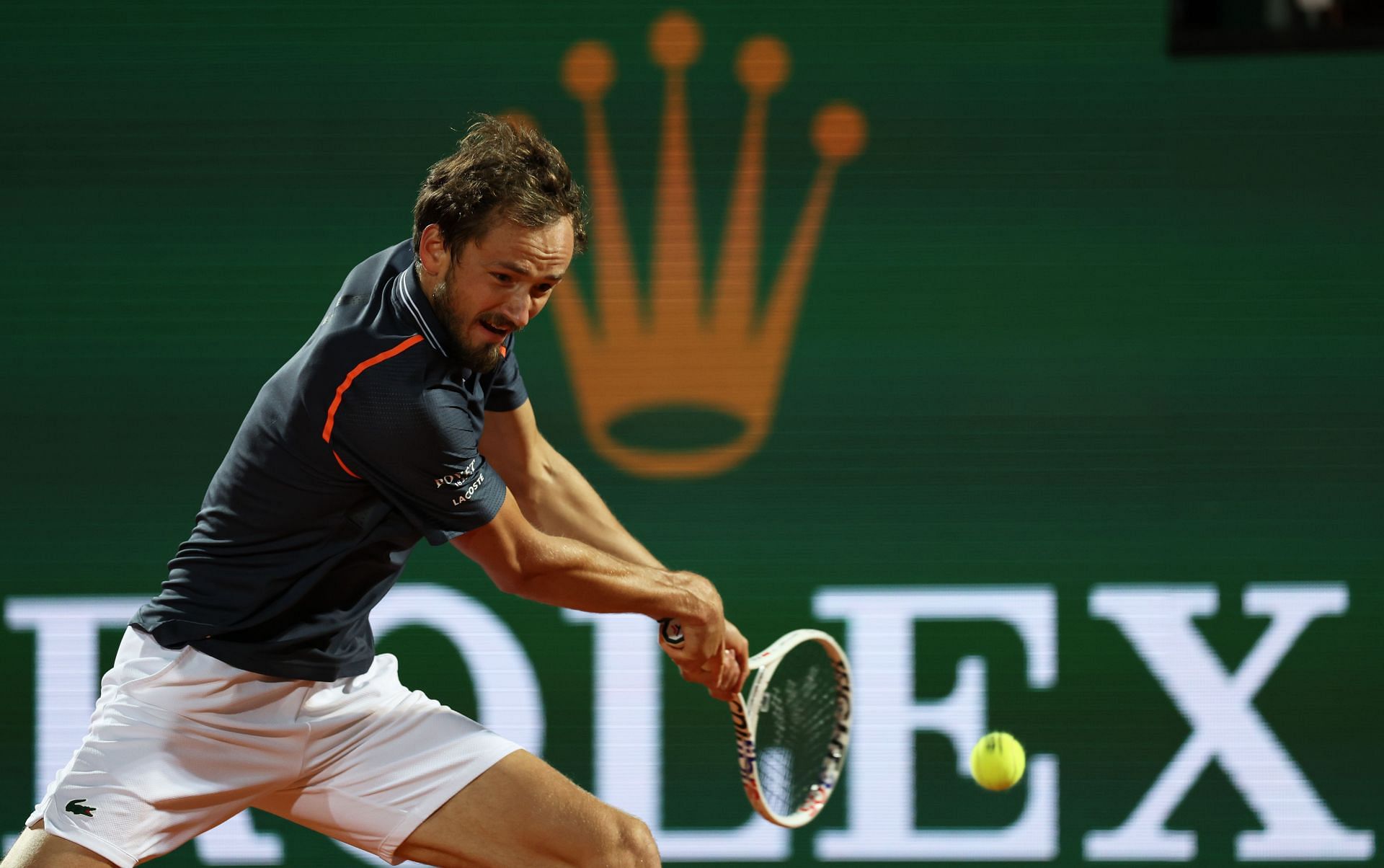 Daniil Medvedev in action at the 2023 Rolex Monte-Carlo Masters - Day Five