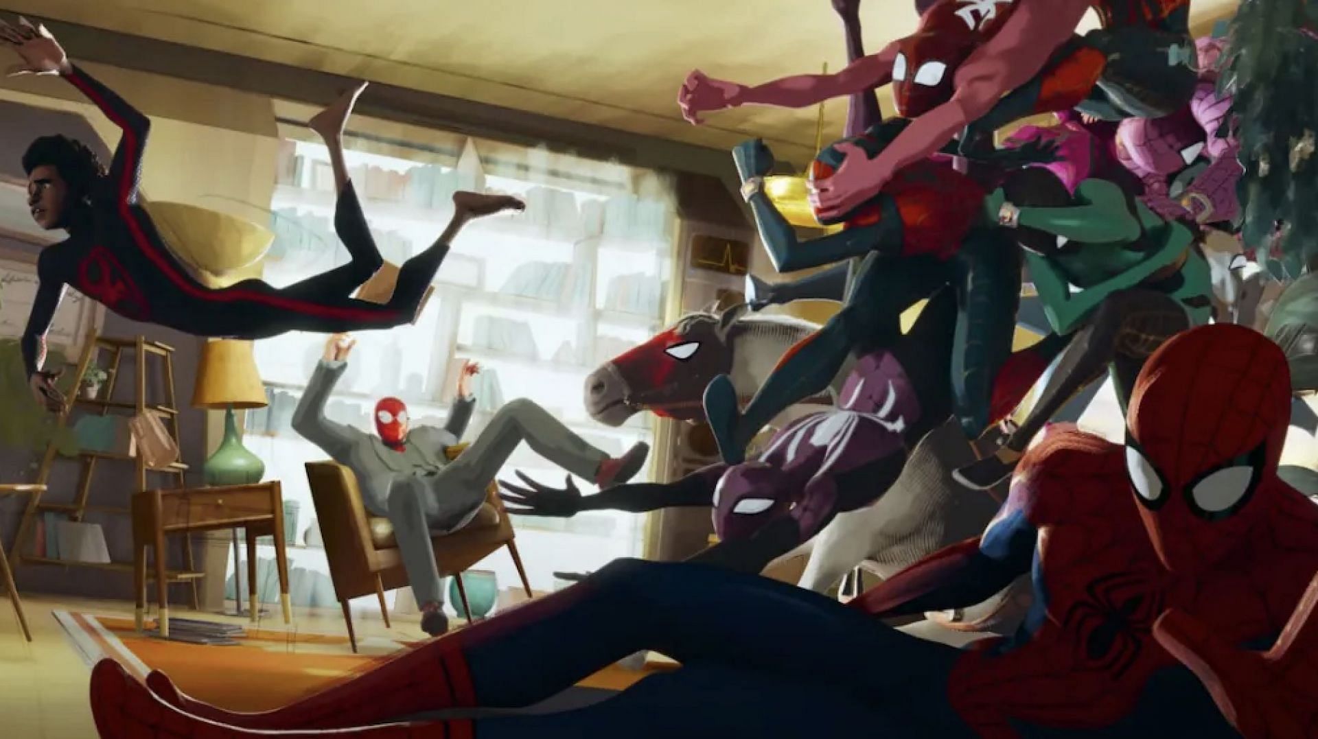 Spider-Horse, the trusty steed of Spider-Knight from the Ultimate Spider-Man cartoon, makes a surprising appearance in the trailer for Spider-Man: Across the Spider-Verse (Image via Sony Pictures)