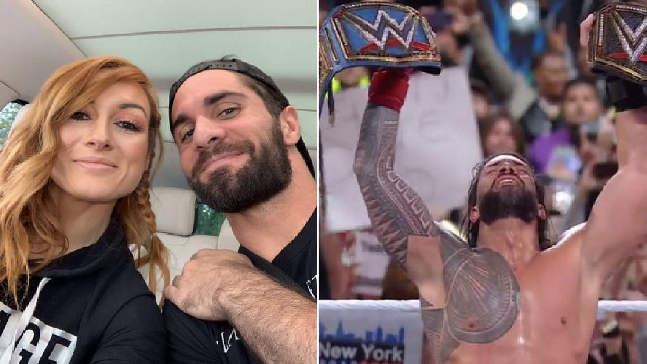 Becky Lynch and Seth Rollins were spotted reacting to Reigns