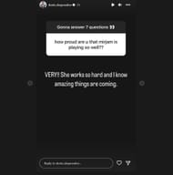 Denis Shapovalov shares his thoughts on girlfriend Mirjam Bjorklund's success (via Instagram).