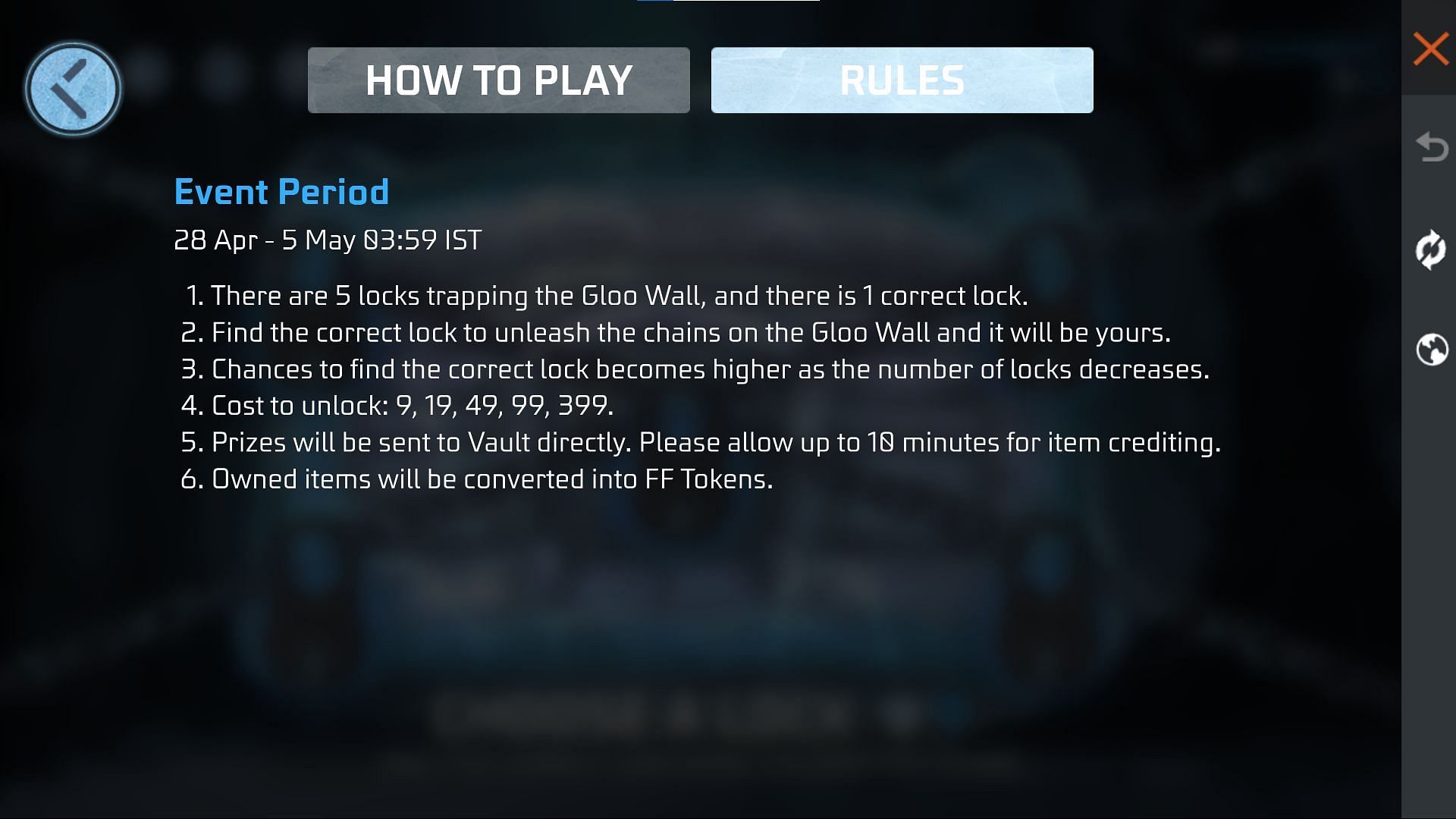 The event rules and regulations (Image via Garena)