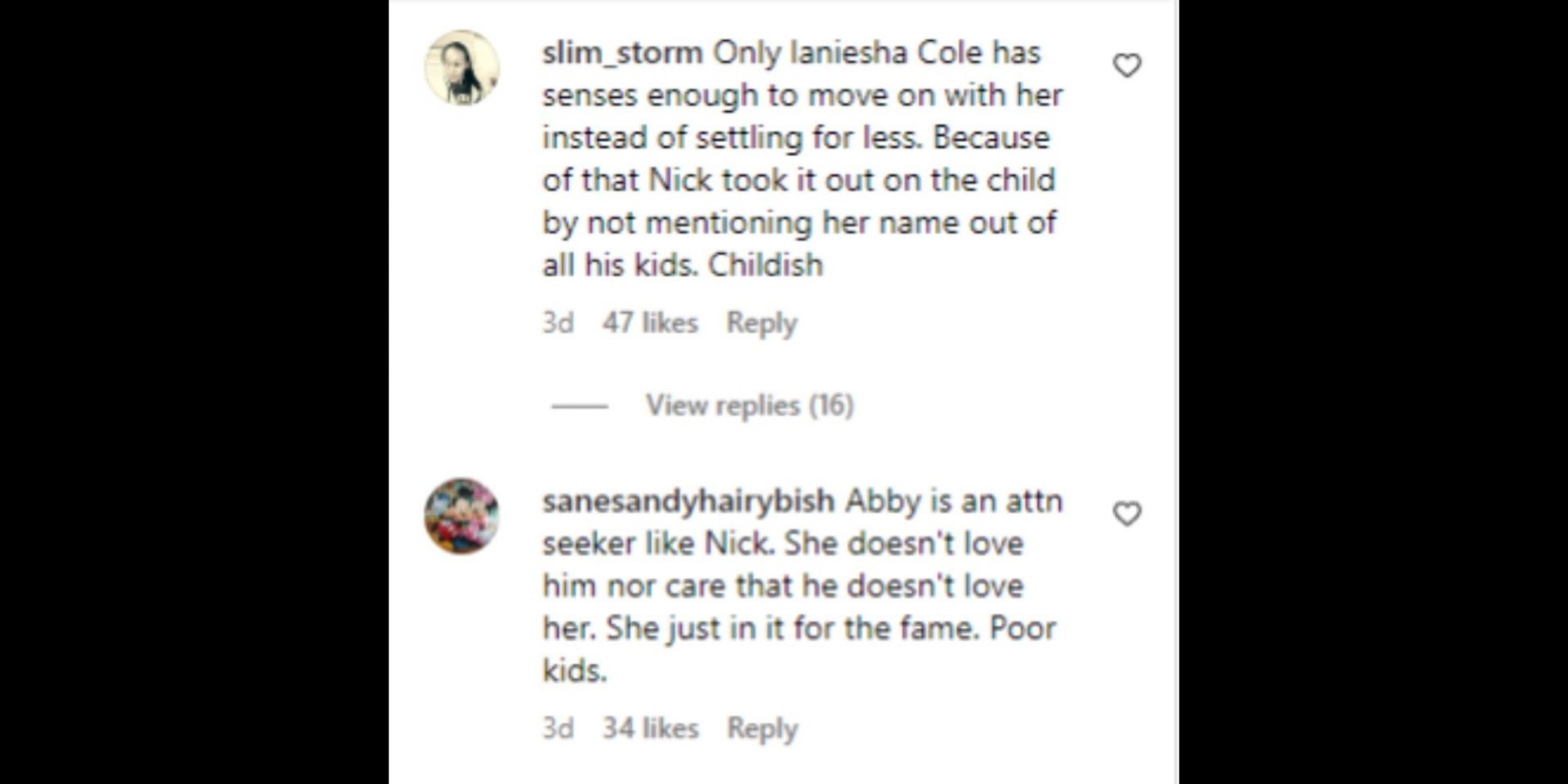 Netizens react to Abby&#039;s remarks about Nick&#039;s other baby mamas. (Image via Instagram/@dailycannonshow)