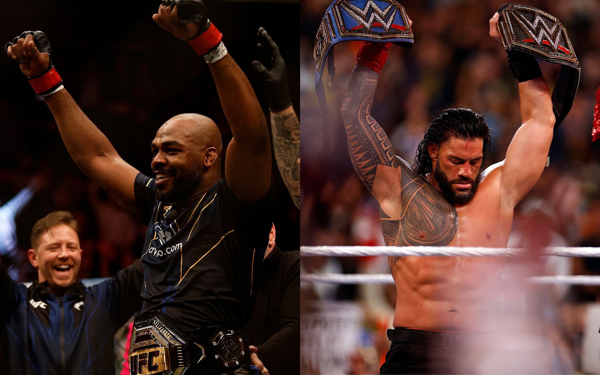 Jon Jones (left) and Roman Reigns (right) (Image credits Getty Images)