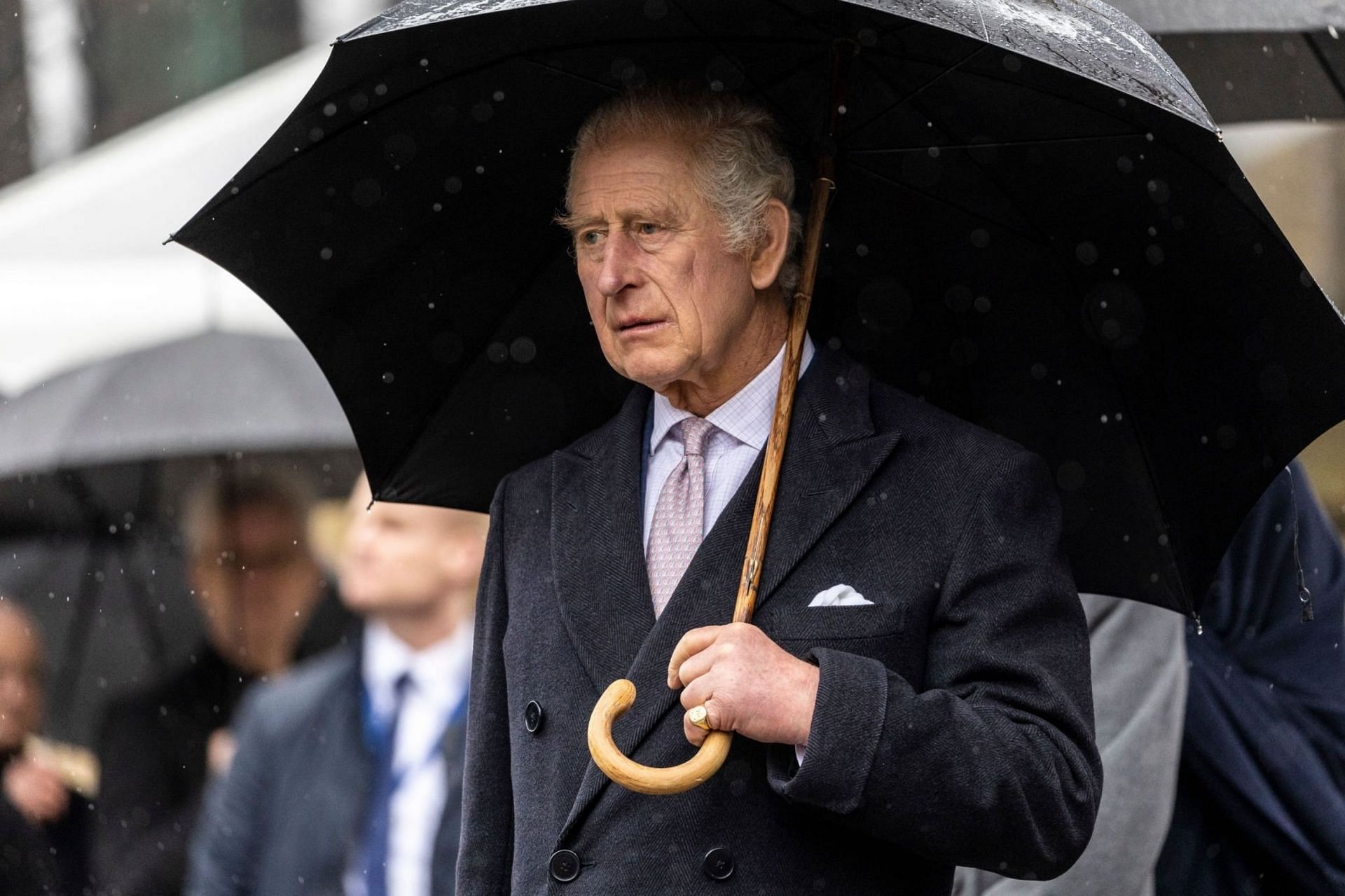 Prince Charles, soon to be king, at the  St. Nikolai Memorial Church on March 31, 2023 in Hamburg, Germany(Image via Getty Images)