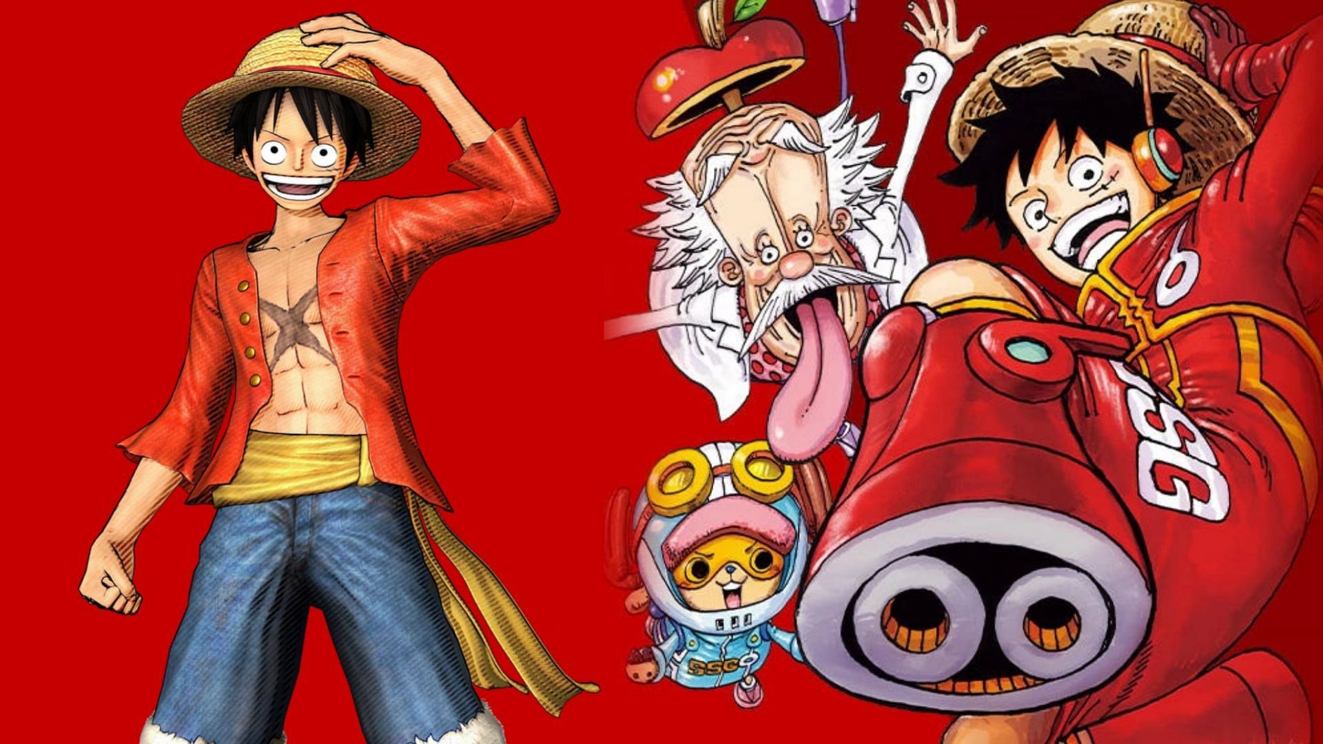 Monkey D. Luffy alongside Vegapunk and Chopper (Image via Shueisha)