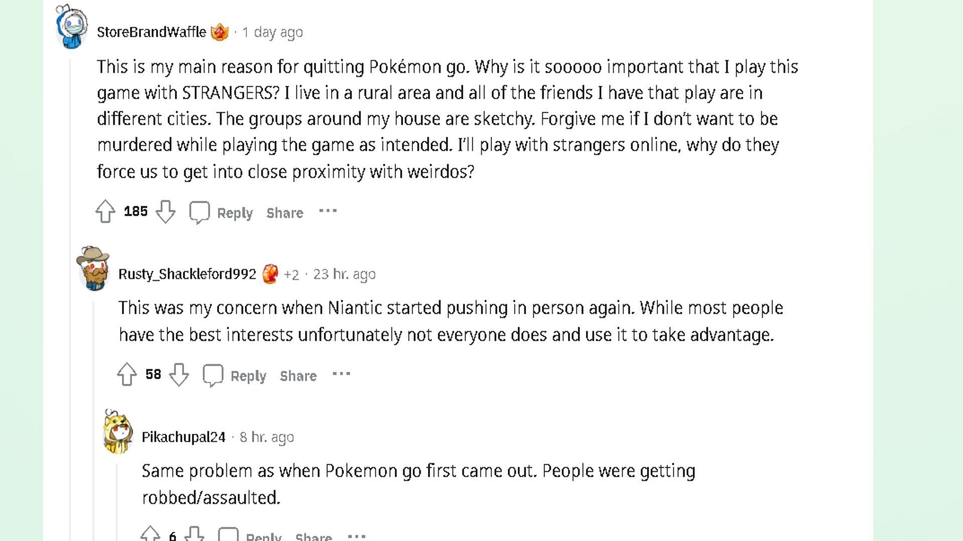 A screenshot from the Pokemon GO thread (Image via Reddit)