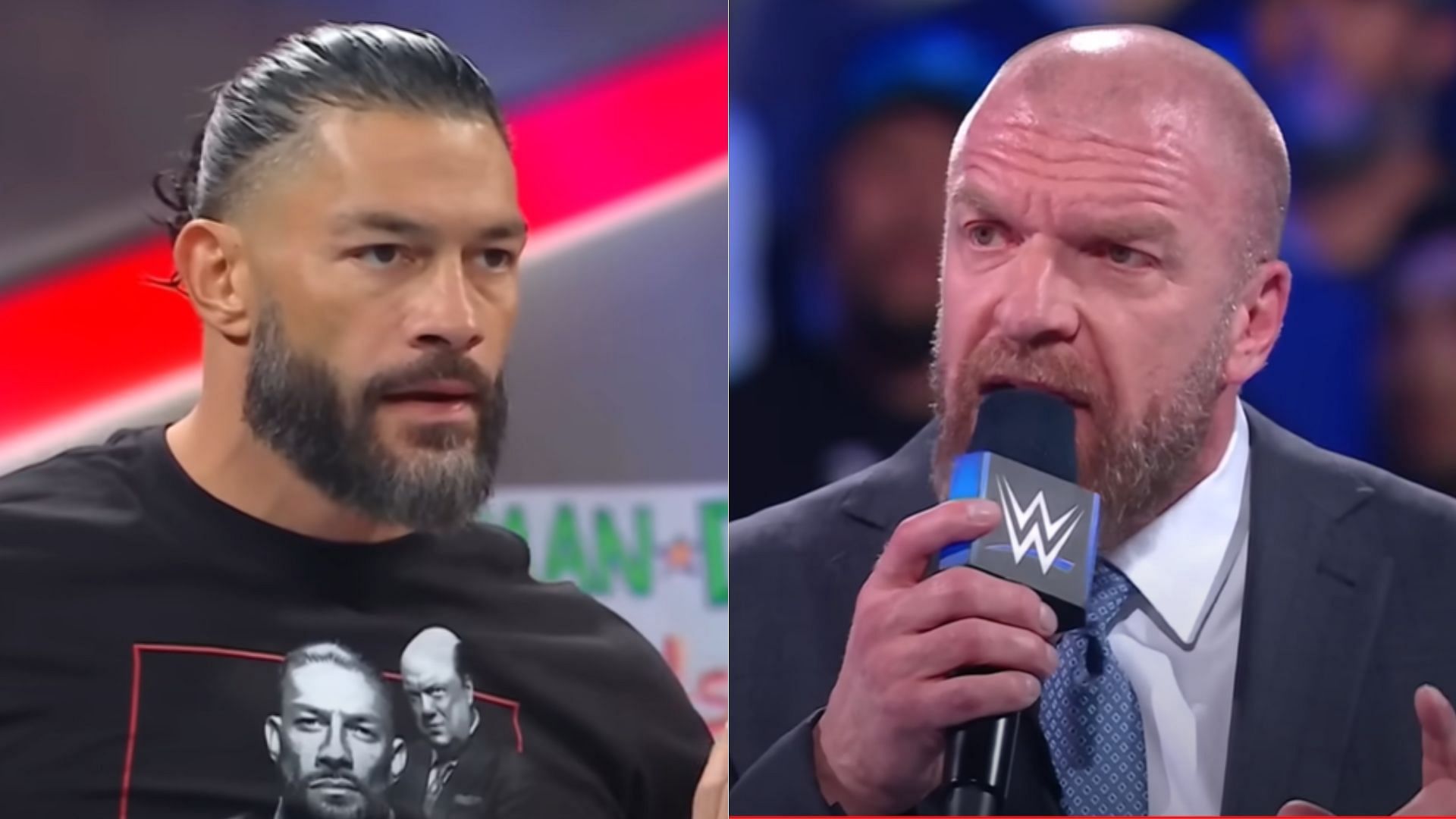 Roman Reigns (left); Triple H (right)