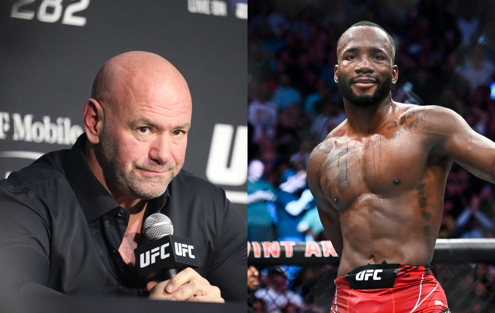 Dana White (left) and Leon Edwards (right)