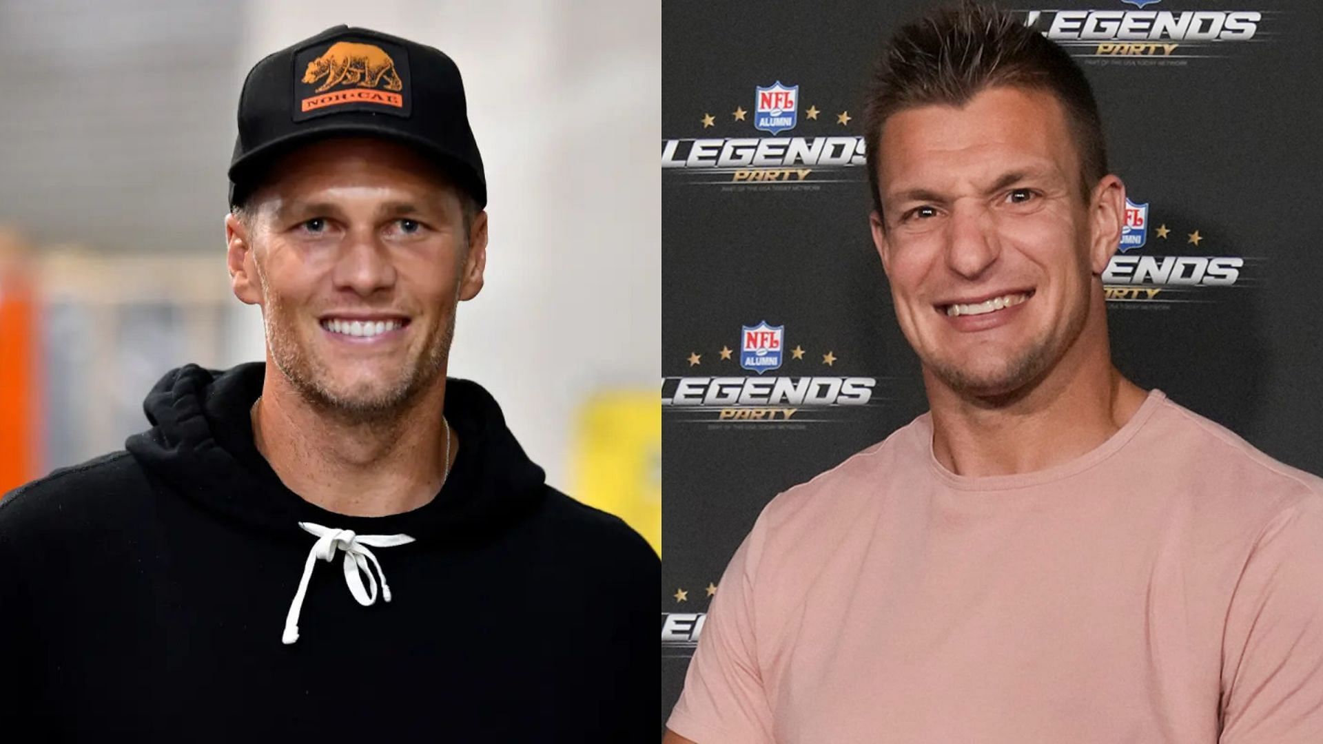 Former teammates Tom Brady (l) and Rob Gronkowski (r)