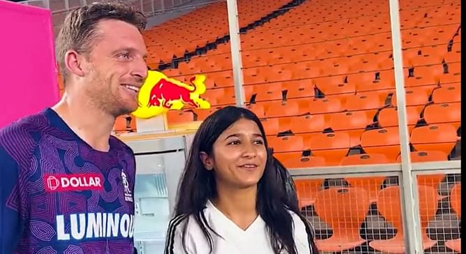 [Watch] “So, you’ll be the only one wearing pink tomorrow” – RR's Jos Buttler channels his inner comedian during special meet with young fan