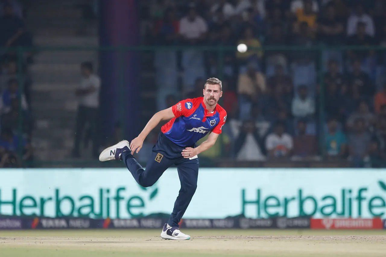 Anrich Nortje in action for DC [IPLT20]