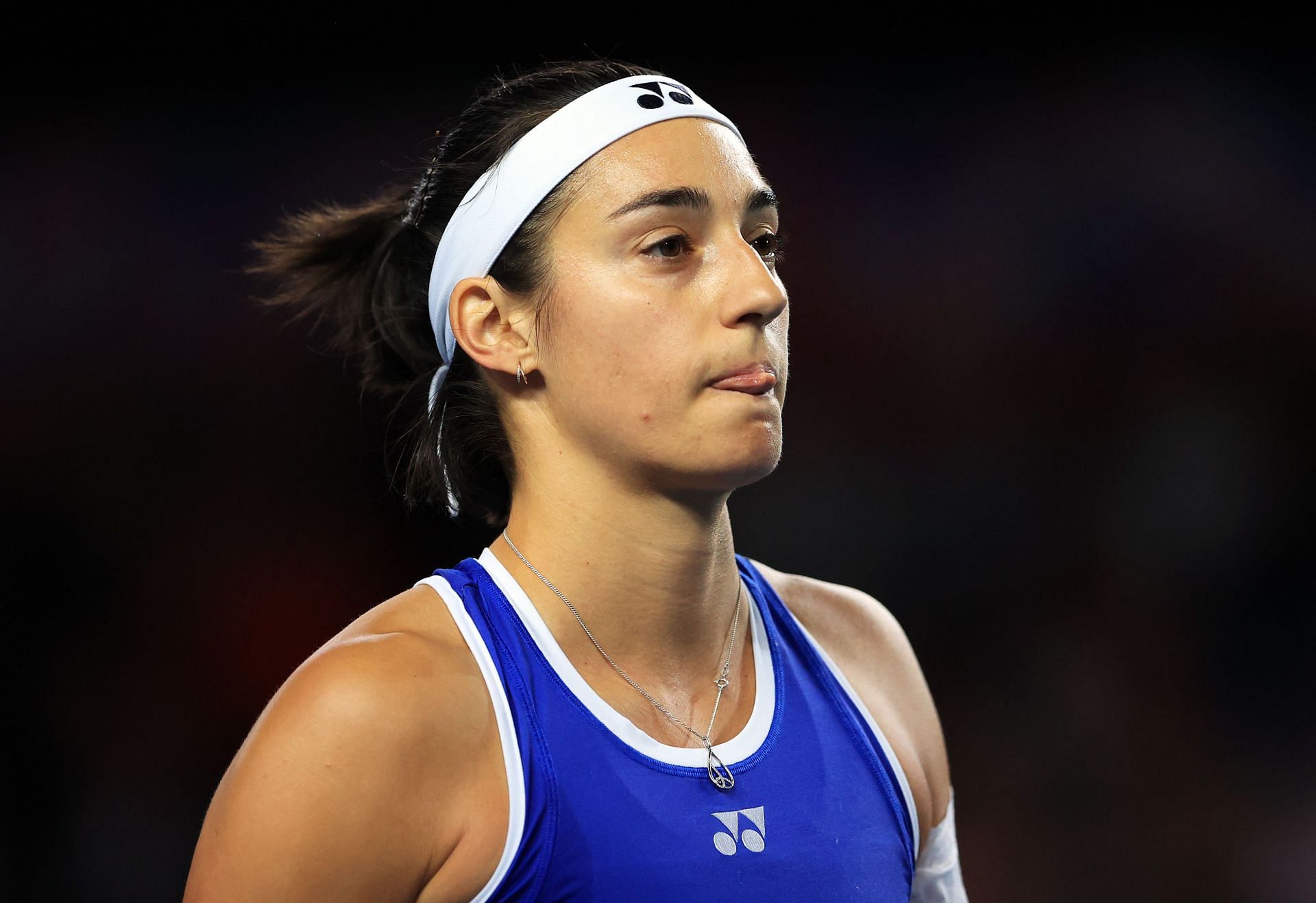 Caroline Garcia at the 2023 Billie Jean King Cup Qualifier.