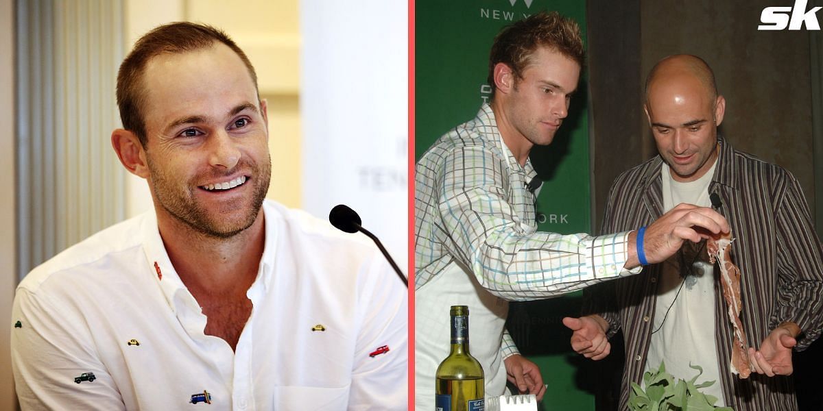 Andy Roddick (L) pictured with Andre Agassi (R)