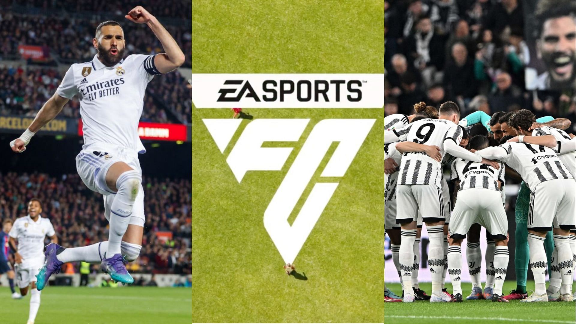 Top 5 football clubs who will be present in EA Sports FC (Images via Getty, EA Sports, Juventus)