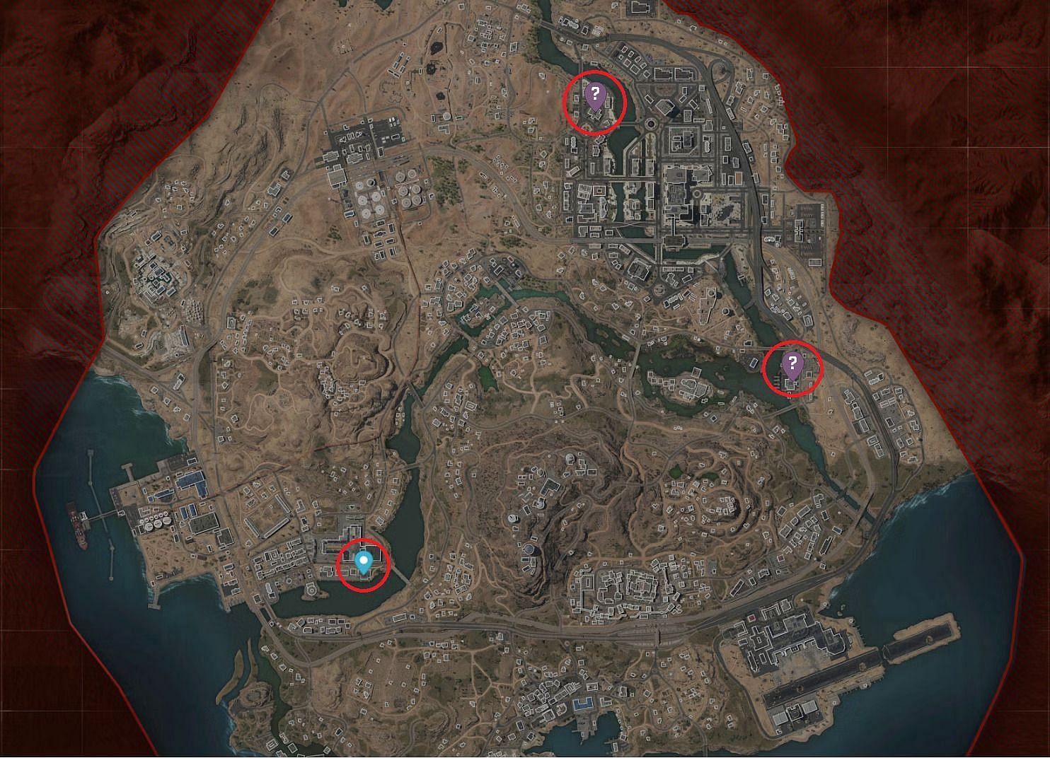 Location of all the police stations on Al Mazrah map (Image via Activision)