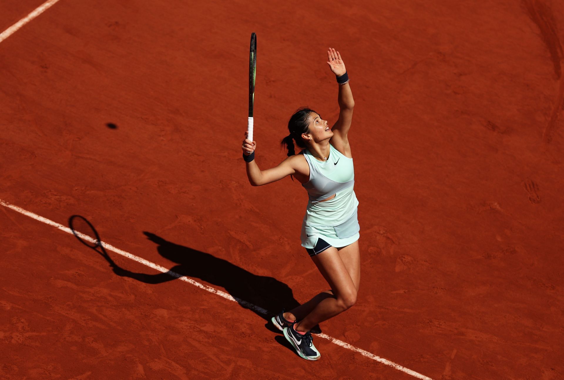 Emma Raducanu in action at the 2022 French Open