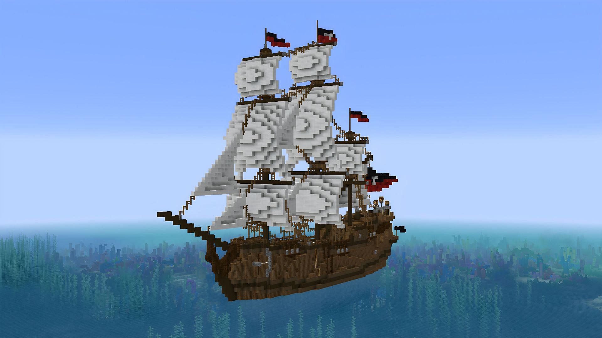 Pirate ships are incredible to build in Minecraft (Image via Reddit/u/Astel9)