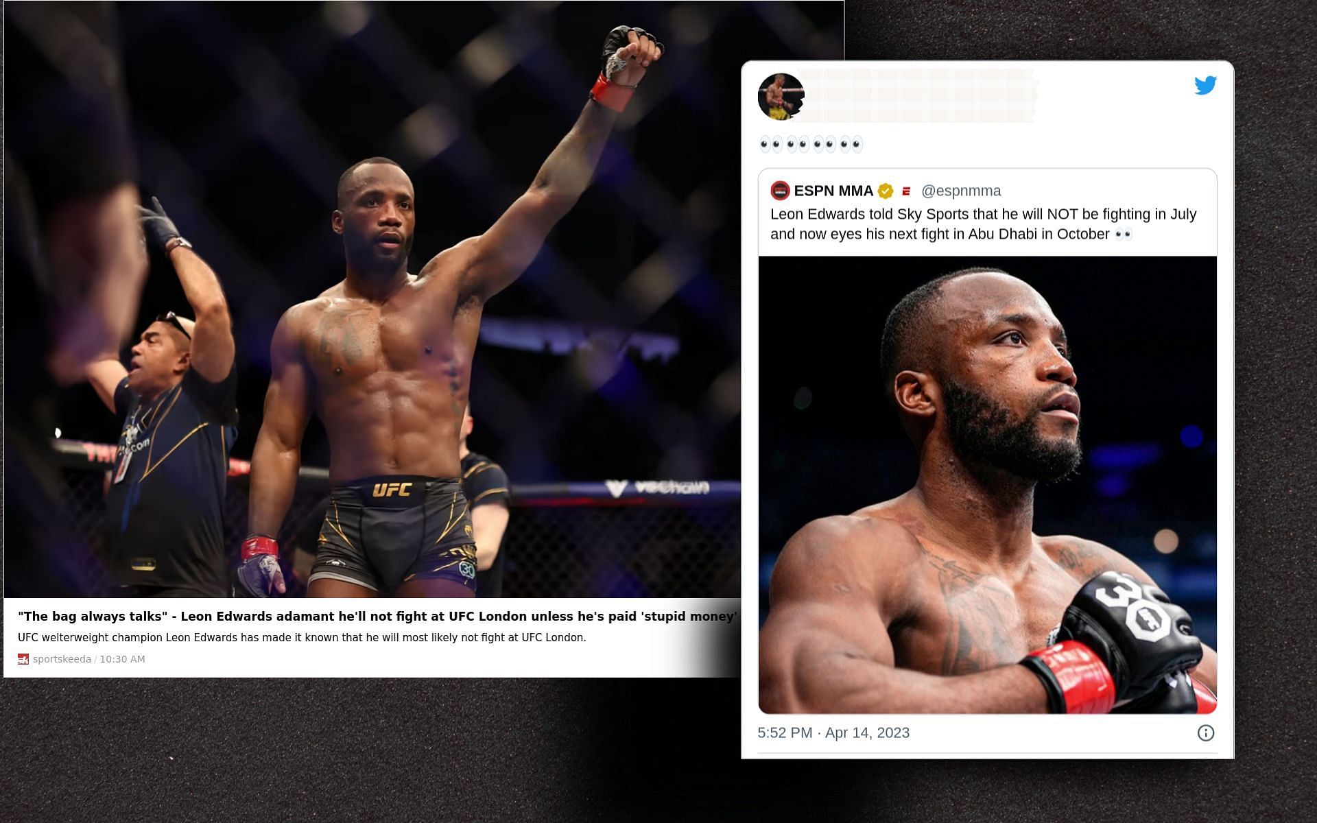 Top-ranked welterweight reacts after Leon Edwards nearly rules out featuring in UFC London card