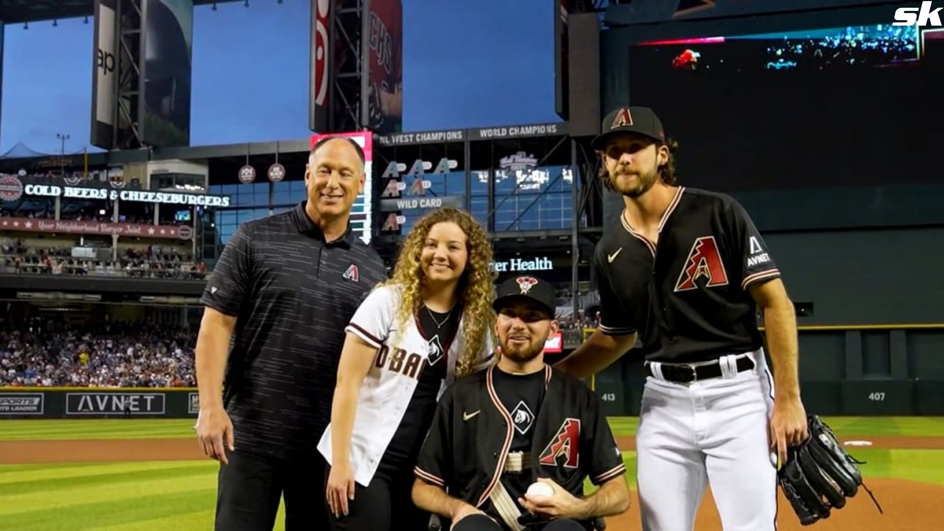 An emotional moment for Tyler Moldovan after throwing the ceremonial opening pitch in the Arizona Diamondbacks game