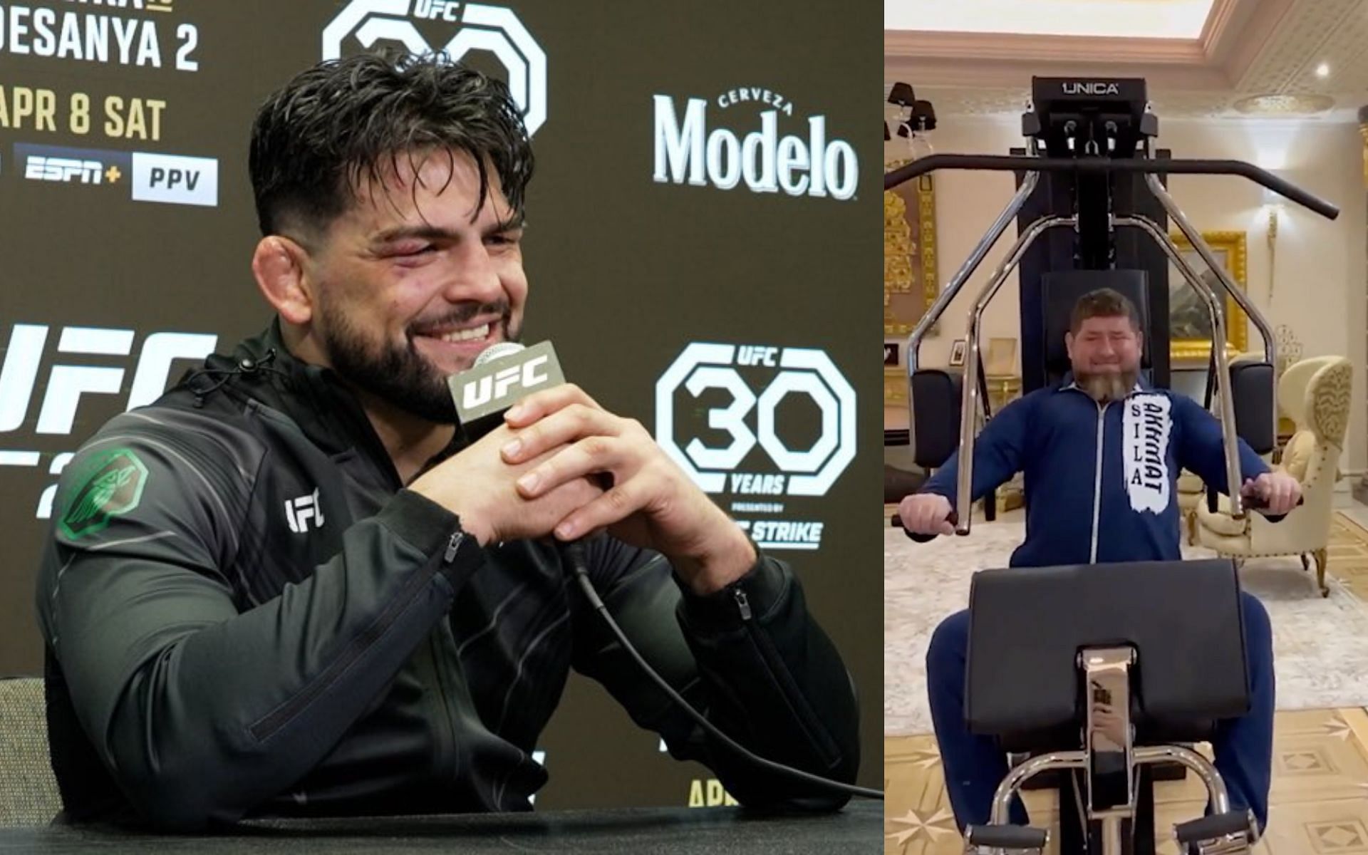 Kelvin Gastelum [Left] Ramzan Kadyrov [Right] [Image courtesy: @SpinningBackfist and @ZidanSports (Twitter)]