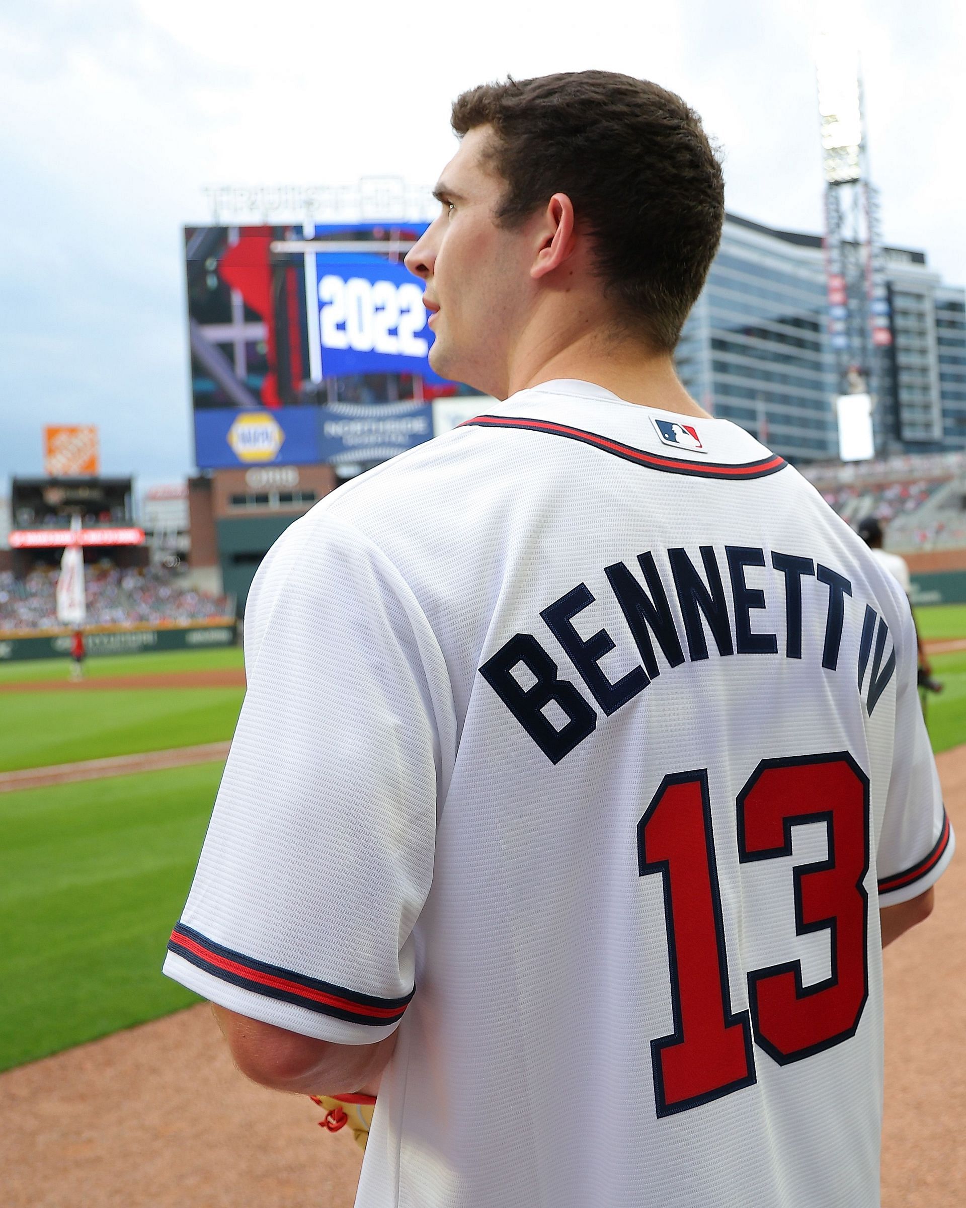 Stetson Bennett had the honor of throwing the first pitch at the home opener for the Braves