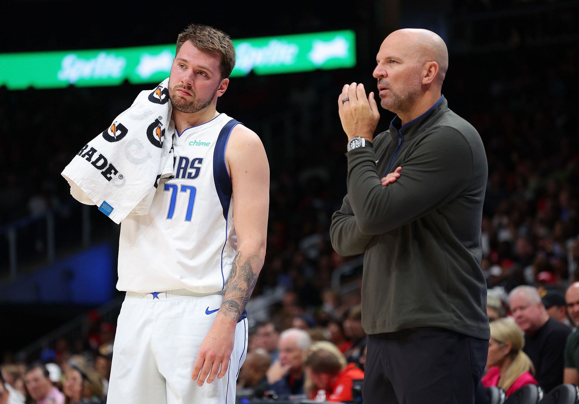 Dallas Mavericks superstar guard Luka Doncic and Mavs coach Jason Kidd