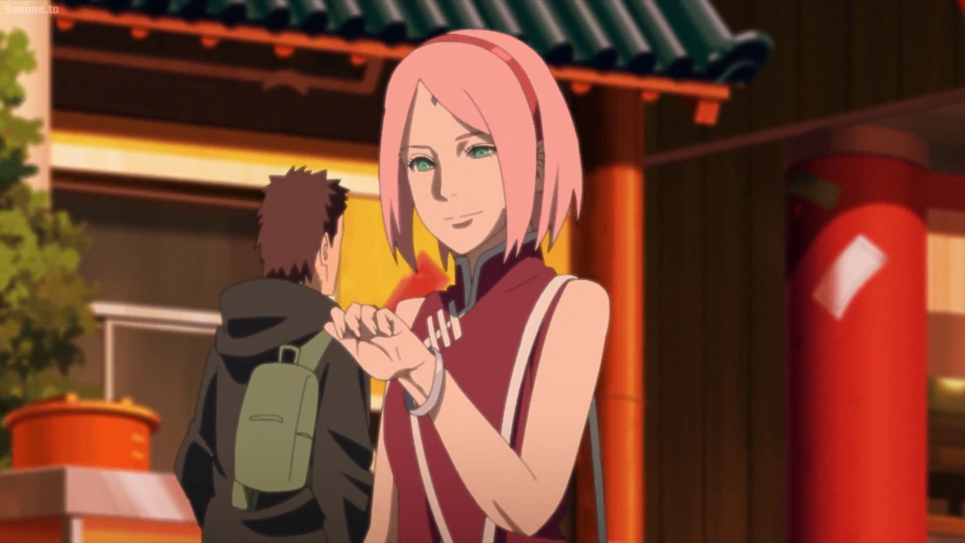 Sakura observing her ring (Image via Studio Pierrot)